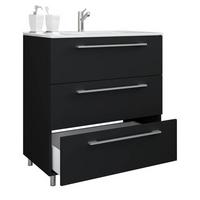 Waschtischjombi Schubo Schwarz B: 60 cm - Alufarben/Schwarz, MODERN, Keramik/Holzwerkstoff (60cm) - MID.YOU