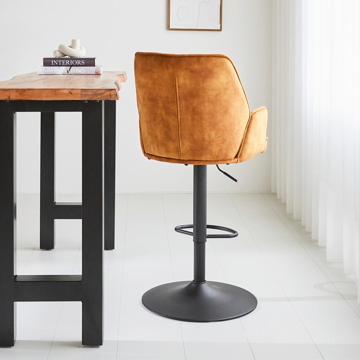 Barhocker-Set Donny Cognac B: 54 cm - Cognac/Goldfarben, MODERN, Textil/Metall (54/100/58cm) - MID.YOU