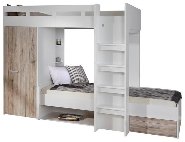 Etagenbett 90x200 cm für 2 Kinder mit Stauraum