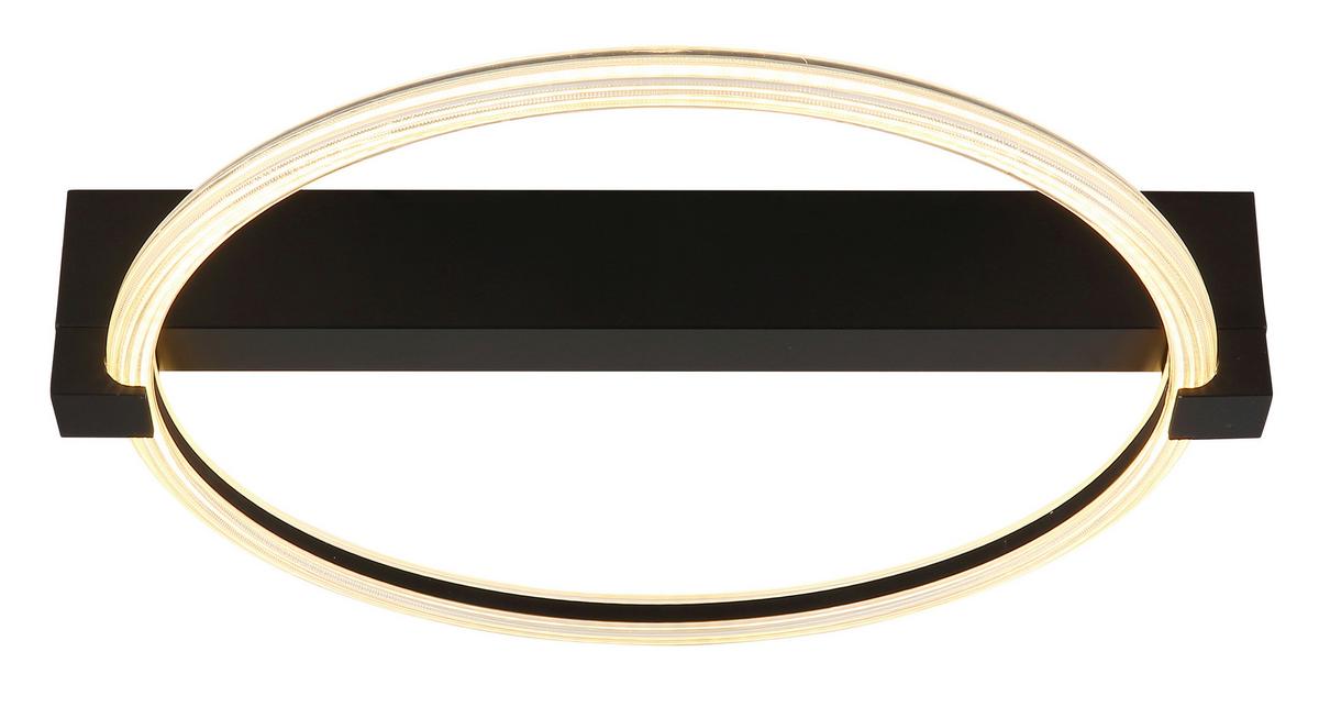 Deckenleuchte inkl. 1 LED 15W, 230V, ca. 41,4x38x8,5 cm - Transparent/Schwarz, Design, Kunststoff/Metall (41,4/38/8,5cm) - Globo