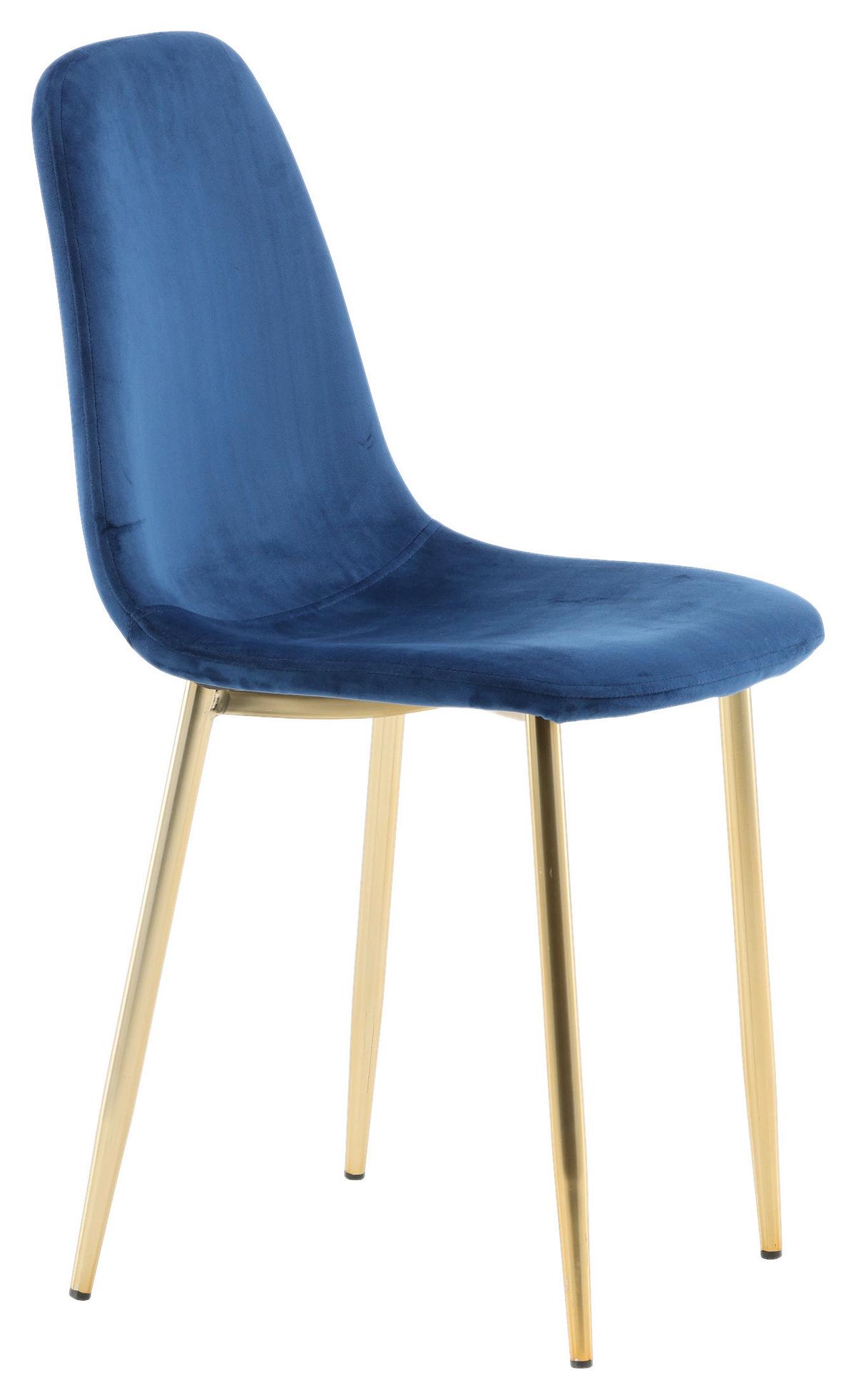 Stuhl-Set Polar - Messingfarben/Hellblau, Design, Textil/Metall (44/86/52cm) - Livetastic