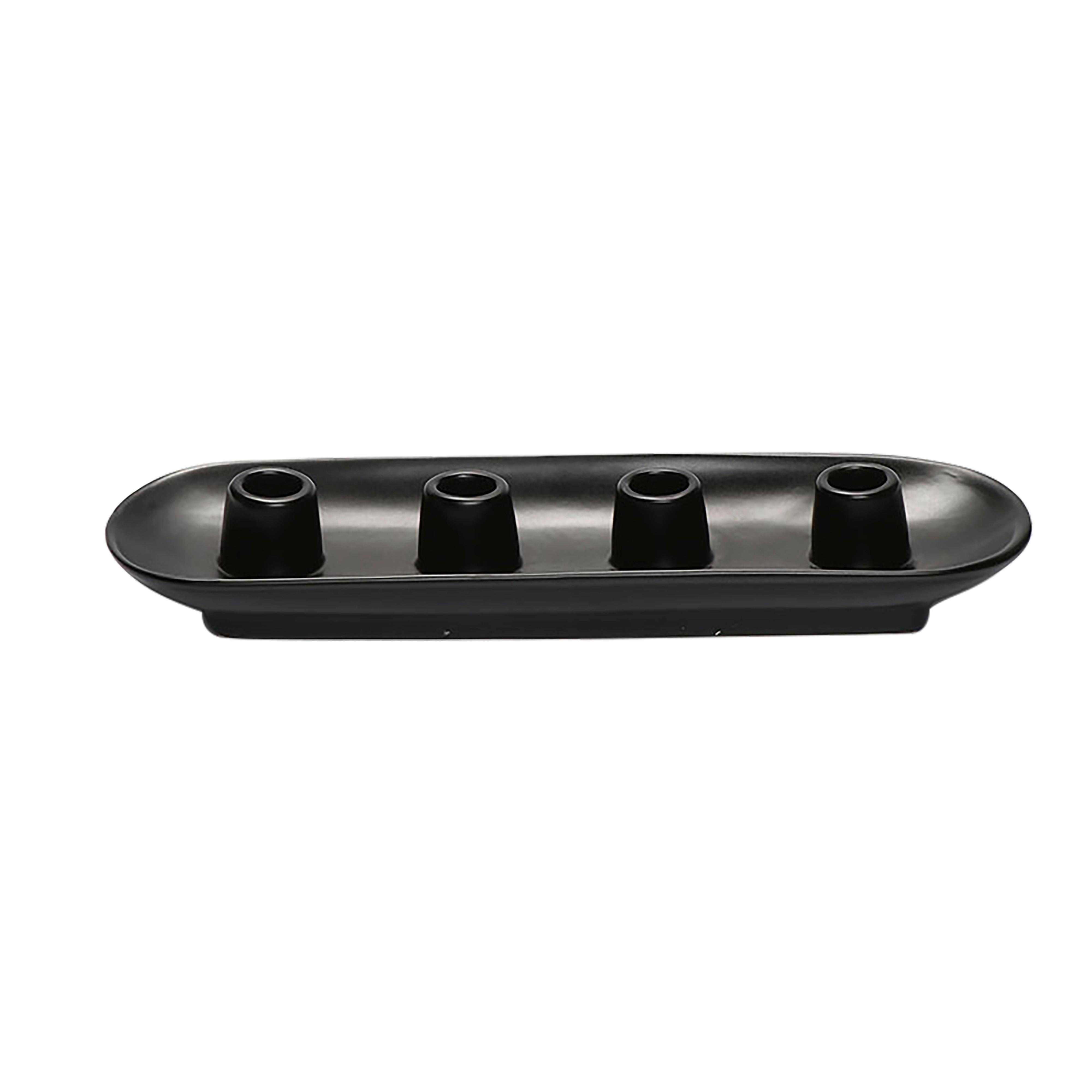 Svietnik Noir - čierna, keramika (34/11/4,5cm) - Modern Living