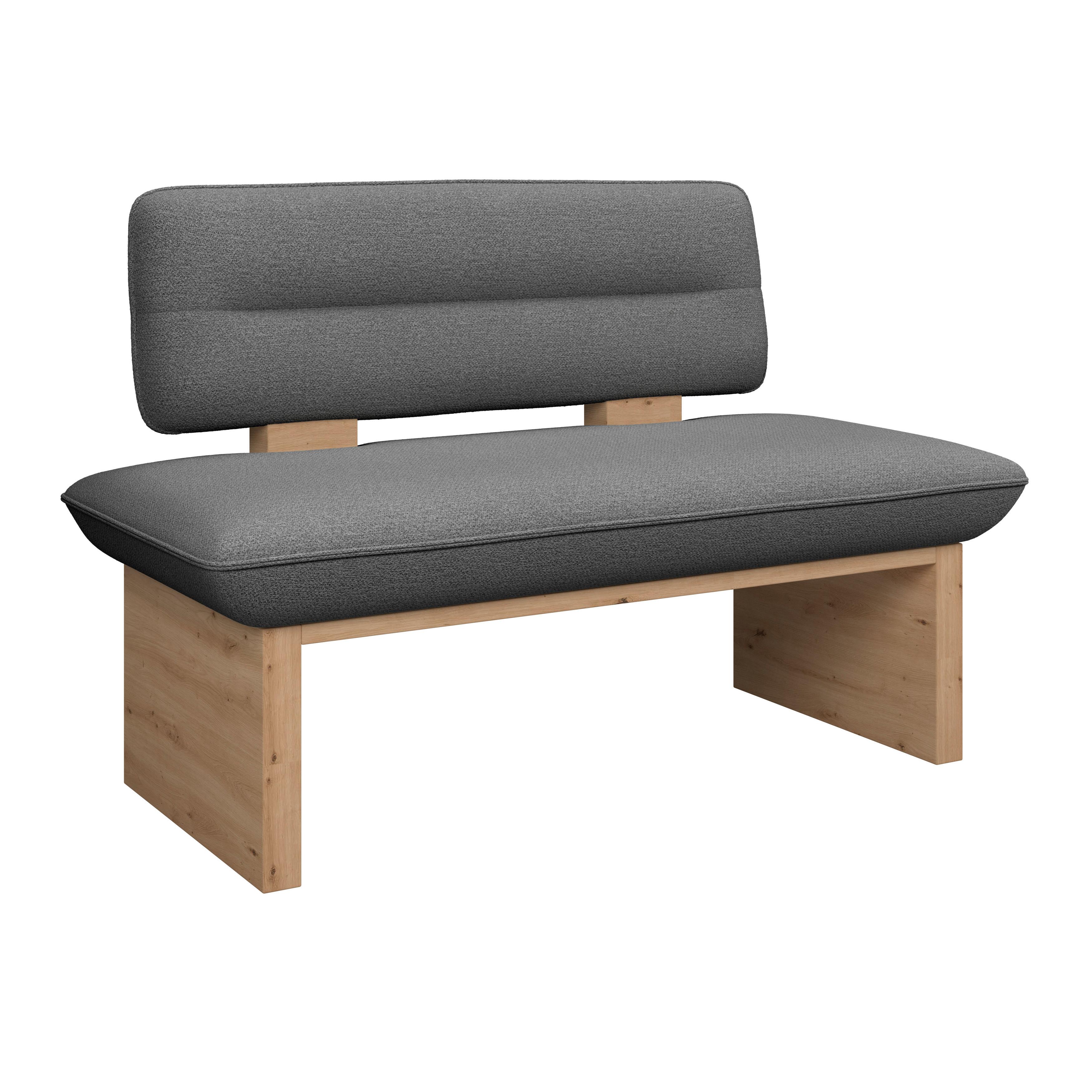 Sitzbank Beluna II Webstoff anthrazit, B: 160cm - Eichefarben/Anthrazit, KONVENTIONELL, Holzwerkstoff/Textil (160/87/67cm) - James Wood