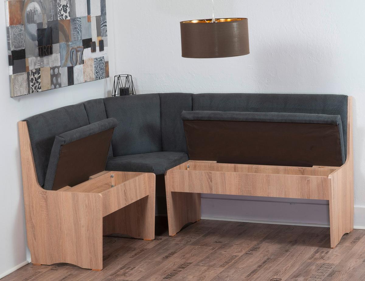 Eckbank Duisburg Titanic Grau, Eiche B: 125 cm - Grau/Sonoma Eiche, KONVENTIONELL, Holzwerkstoff/Textil (125/89/165cm) - MID.YOU
