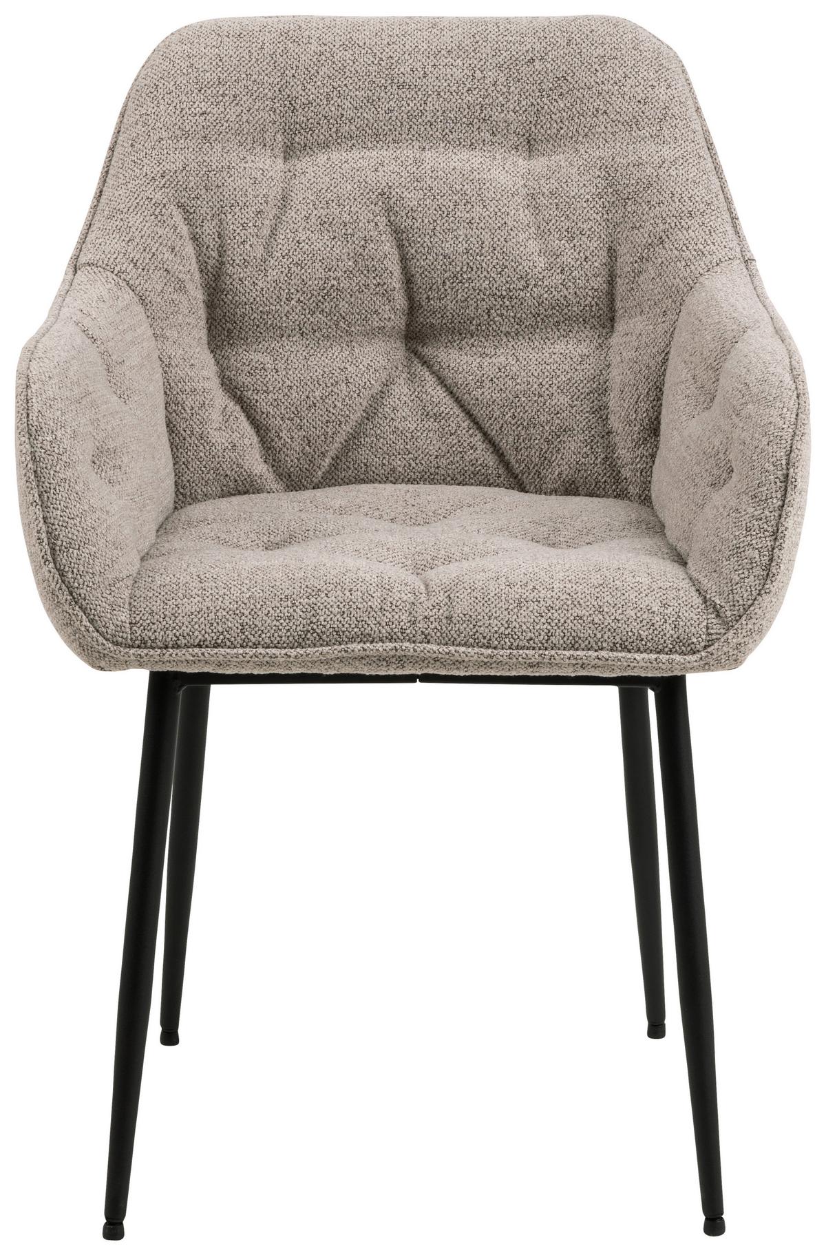 Armlehnstuhl Brooke Beige Gepolstert - Beige/Schwarz, MODERN, Textil/Metall (58/83/55cm) - MID.YOU
