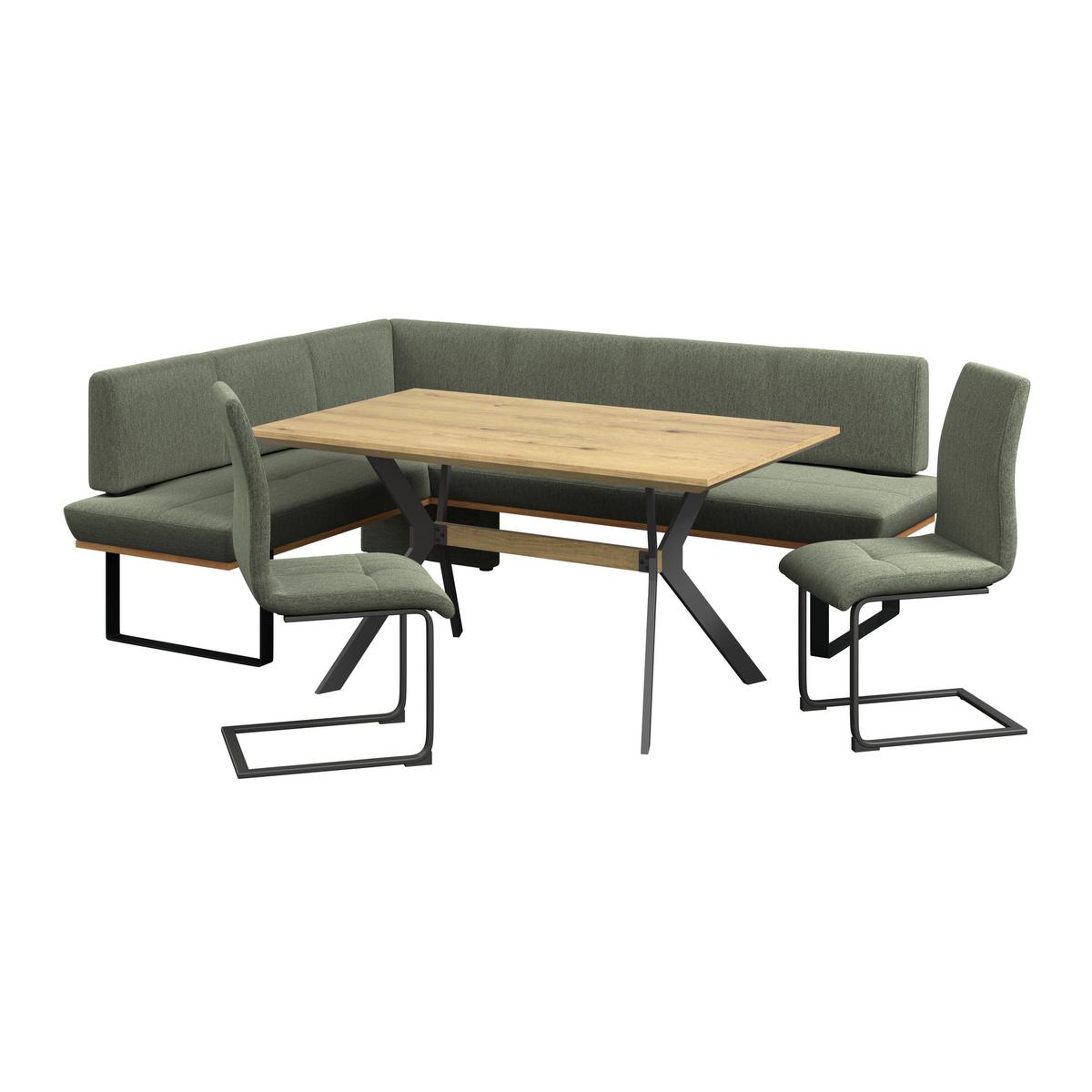 Eckbank Tristan Webstoff grün,S:195x245cm - Schwarz/Grün, MODERN, Holz/Textil (195/245cm) - James Wood