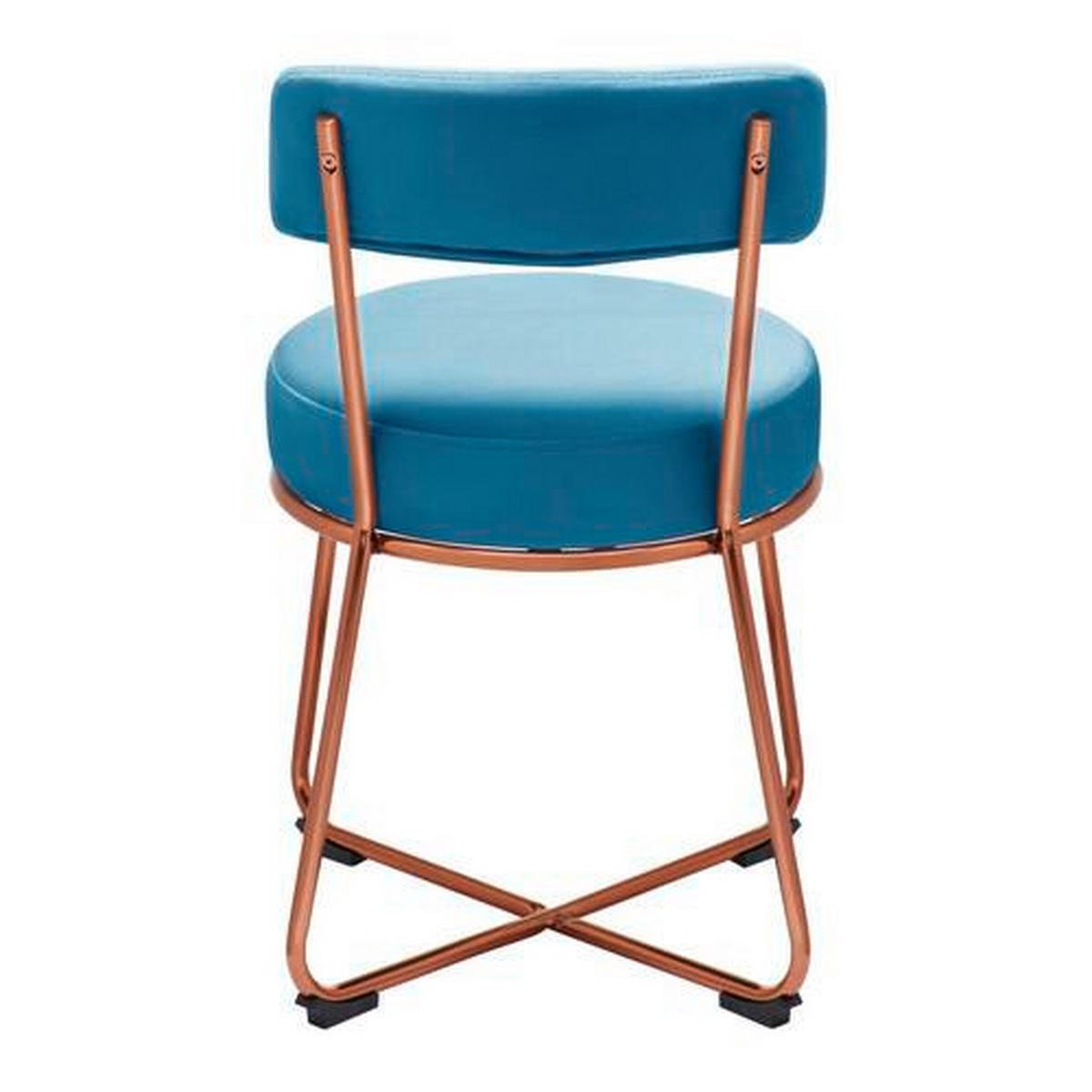 Jídelní židle PAMELA modrá - petrolej/barva růžového zlata, Moderní, kov/dřevo (44/73/47,5cm) - Bessagi Home