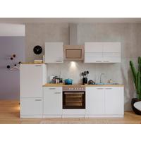 Küchenzeile Economy M. Geräten 270 Cm Weiß/nussbaum Dekor - Nussbaumfarben/Weiß, Basics, Holzwerkstoff (270cm) - Respekta