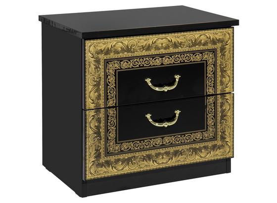 Nachtkästchen Eliza B: 51,4 cm Schwarz - Goldfarben/Schwarz, ROMANTIK / LANDHAUS, Holzwerkstoff (52/49/37cm) - Carryhome Nachtkästchen Eliza B: 51,4 cm Schwarz - Goldfarben/Schwarz, ROMANTIK / LANDHAUS, Holzwerkstoff (52/49/37cm) - Carryhome