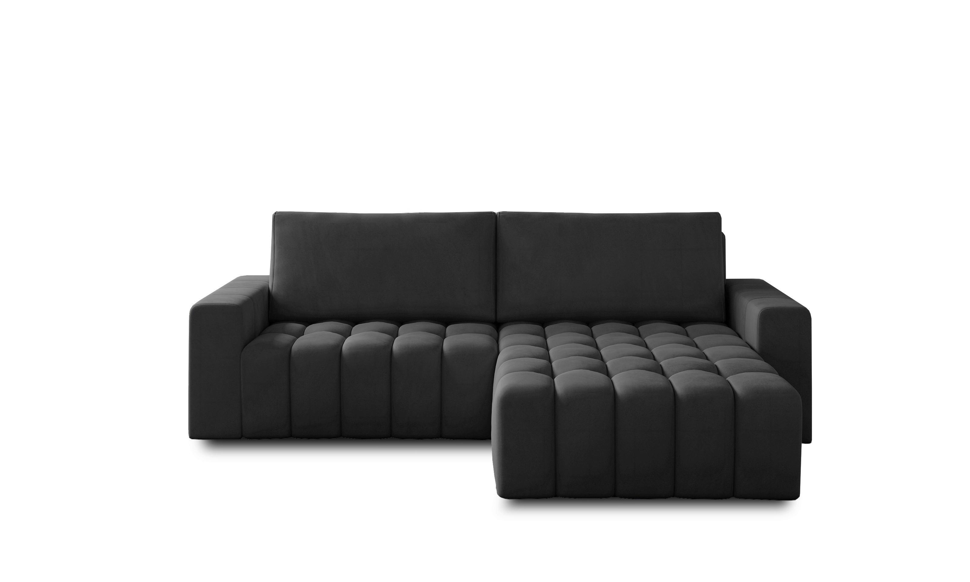 Ecksofa Bonett Anthrazit S: 250x175 Cm - Anthrazit/Schwarz, Design, Textil (250/175cm) - MID.YOU