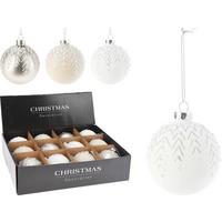 CHRISTBAUMKUGEL EMMA - Creme/Hellgrau, Basics, Glas (7,5/7,5/9cm)