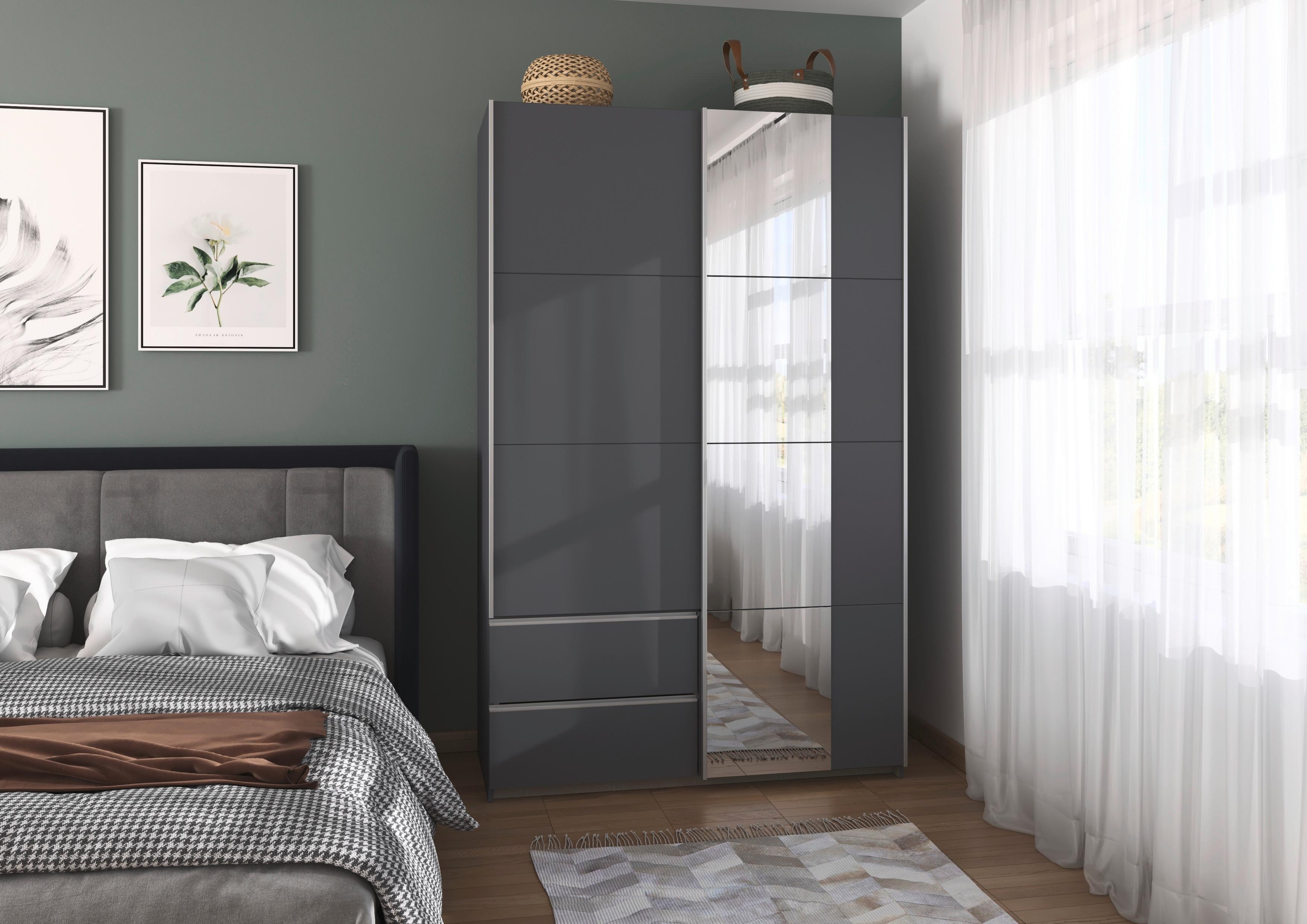 Schwebetürenschrank Stoke Grau B: 131 cm - Grau, MODERN, Holzwerkstoff (131/210/59cm) - Rauch Möbel