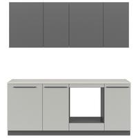 Küchenzeile Milino 210 cm Grau/Graphitfarben - Graphitfarben/Grau, Basics, Holzwerkstoff (210cm) - Visiona