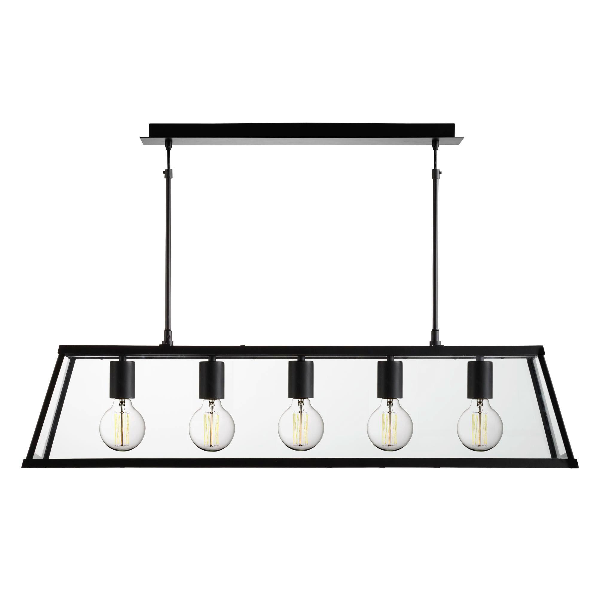 Hängeleuchte Voyager 4614-5bk - Schwarz, Design, Glas/Metall (90/100/20cm)