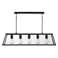 Hängeleuchte Voyager 4614-5bk - Schwarz, Design, Glas/Metall (90/100/20cm)