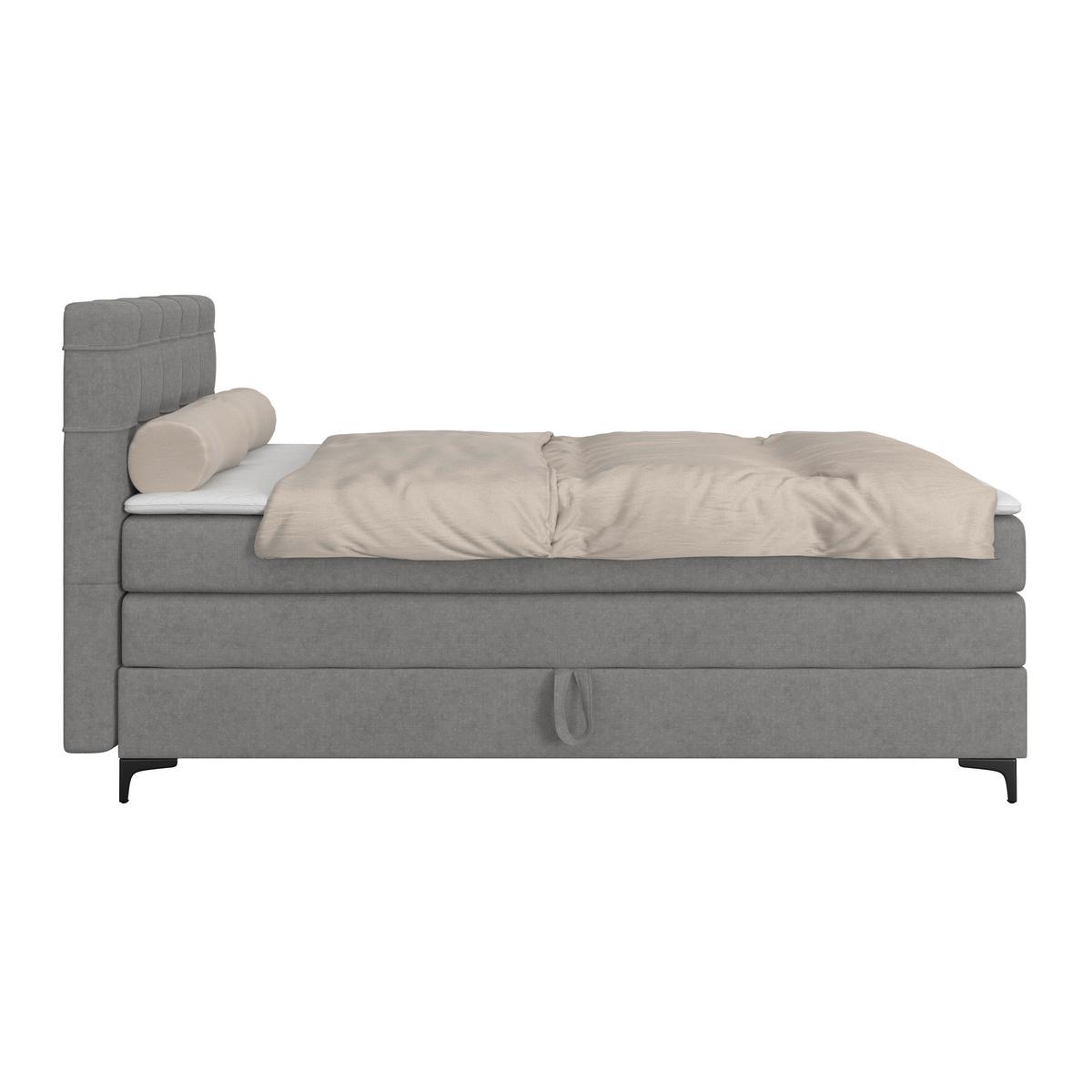 Boxspringbett MITTO Grau 160x200 cm - Schwarz/Grau, KONVENTIONELL, Textil/Metall (160/200cm)