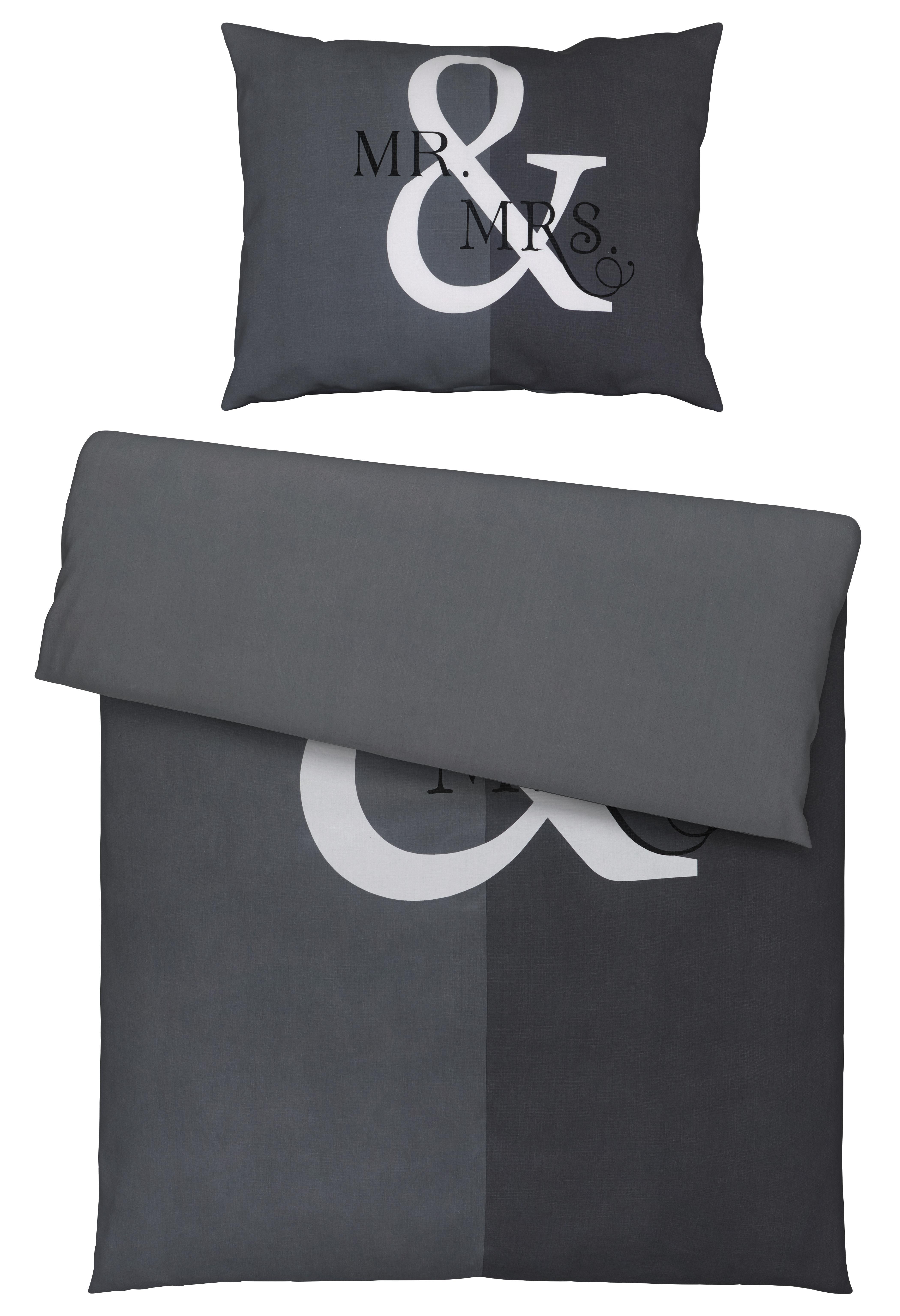 Ágyneműhuzat Mr & Mrs - Sötétszürke, modern, Textil - Luca Bessoni