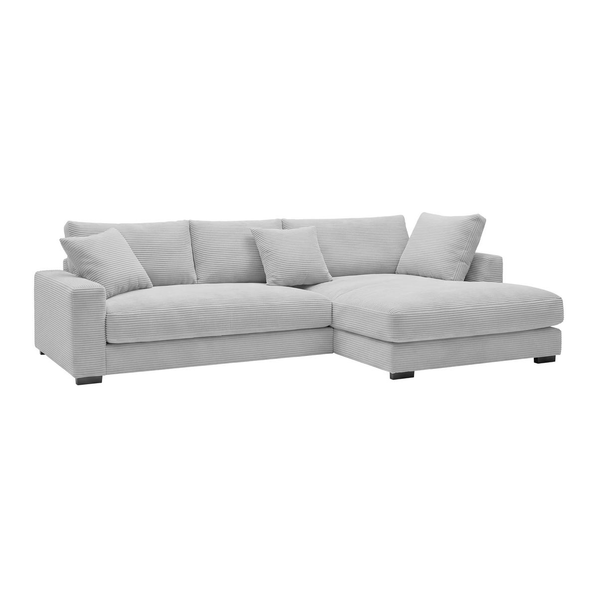 Rohová sedačka PEDRO, pravá, světle šedý manšestr - černá/světle šedá, Moderní, textil/plast (300/190cm) - Mömax