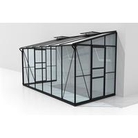 Anlehn-gewächshausbausatz Ida 7800 Esg/hkp, Schwarz - Schwarz, Basics, Glas/Kunststoff (386,5/220,8/201,4cm)