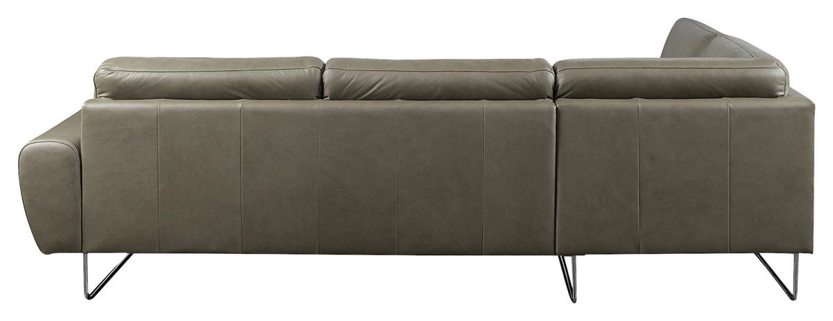 Ecksofa Spring Grau Chrom S: 250x273 cm - Chromfarben/Grau, Design, Leder (250/273cm) - Livetastic