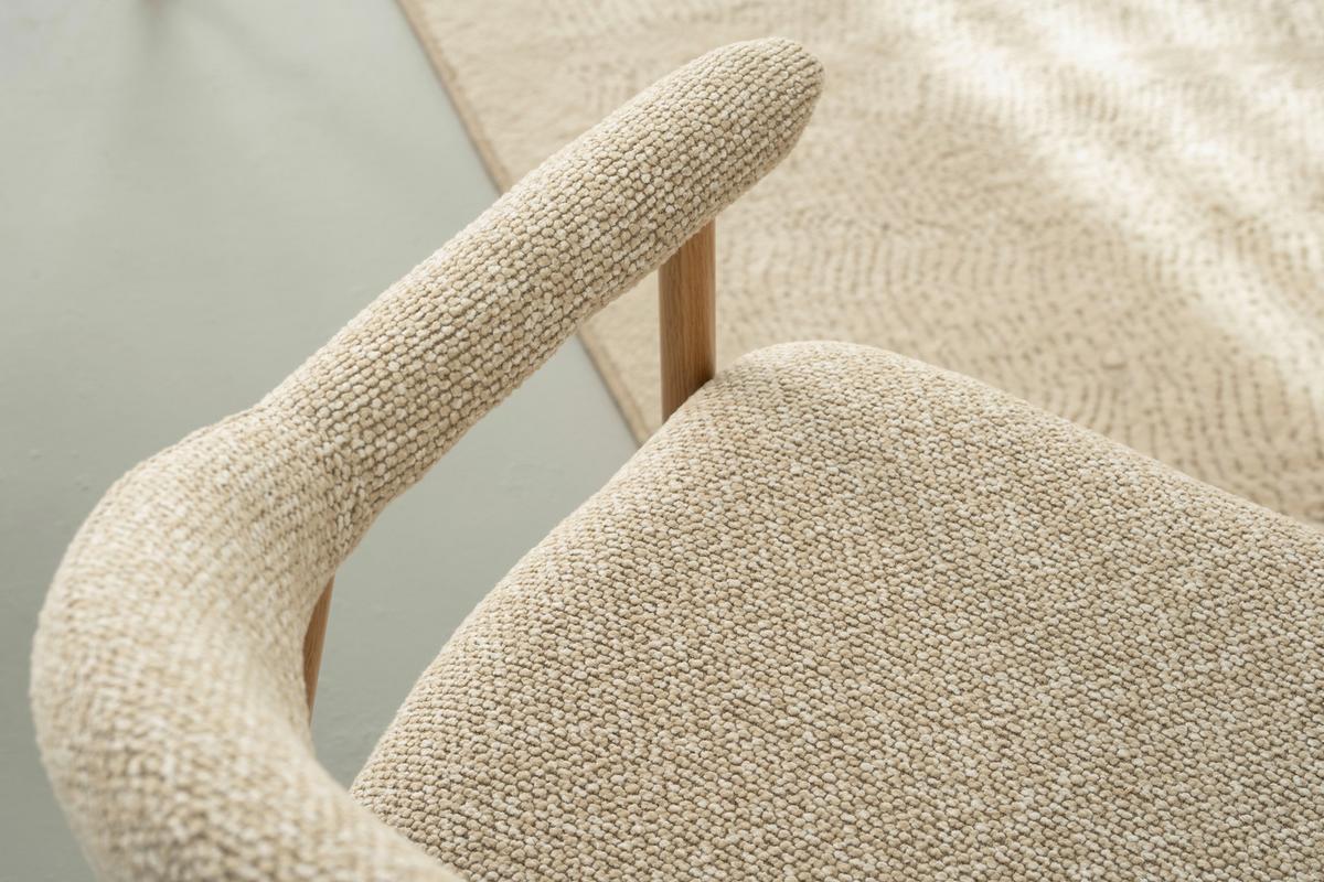Armlehnstuhl Linea Beige/Eichefarben B: 59 cm - Eichefarben/Beige, Basics, Holz/Textil (59/75/62cm) - Livetastic