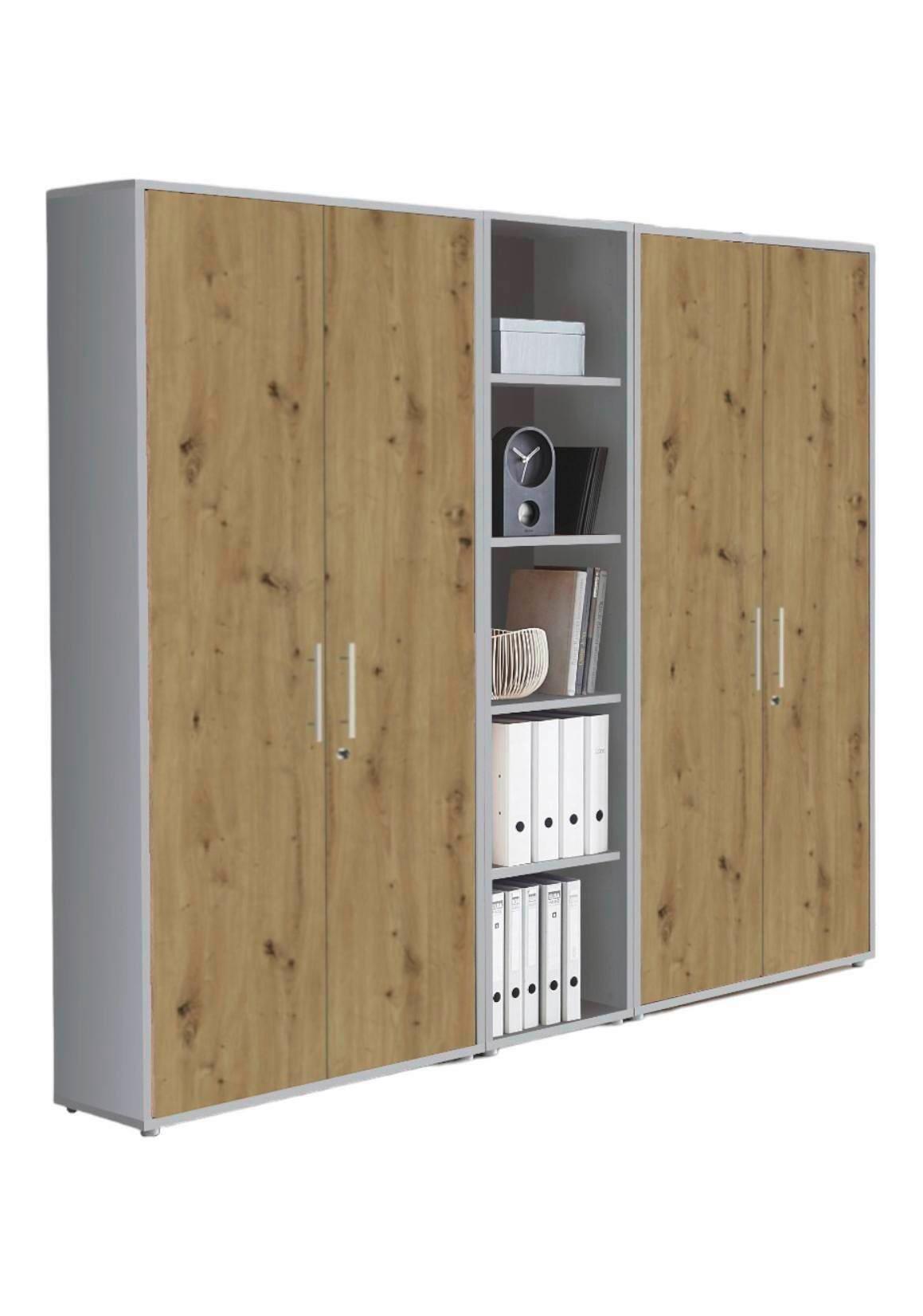 AKTENSCHRANK OFFICE EDITION - SW SET 10 - Hellgrau/Eiche Artisan, MODERN, Holzwerkstoff (212,9/185,6/33cm) - MID.YOU