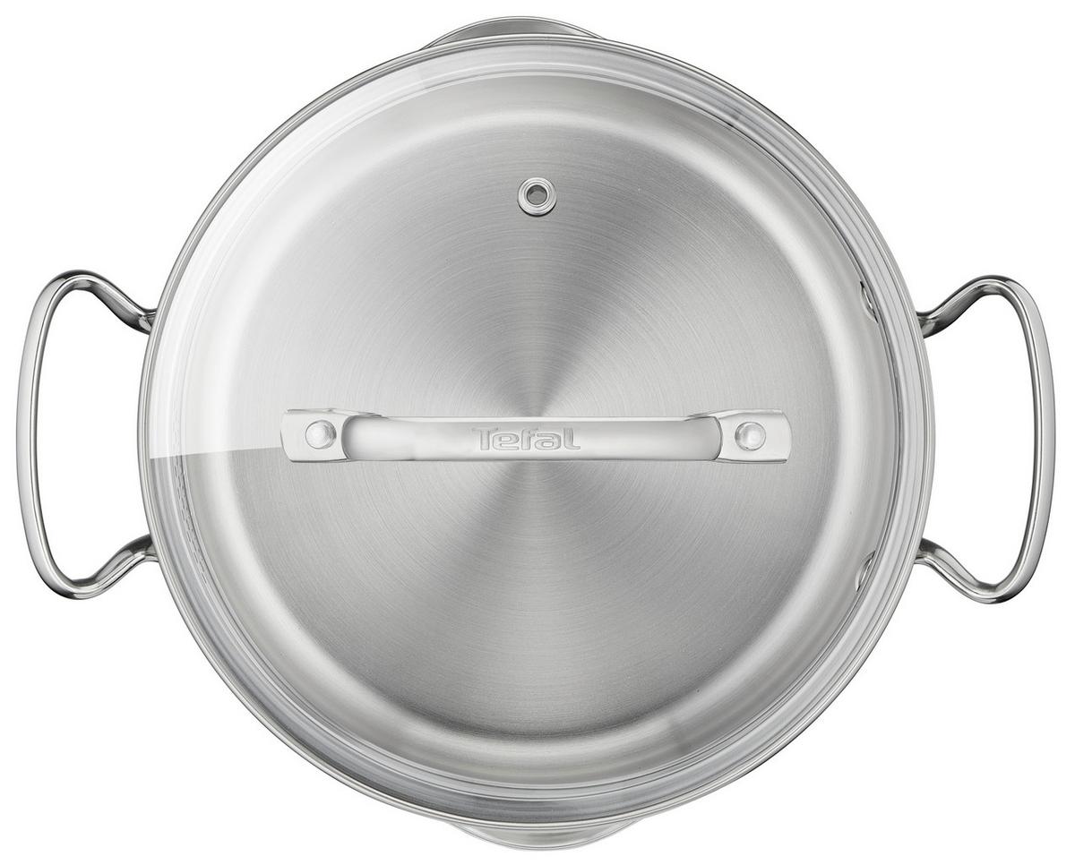 Kochtopfset 7-Tlg. Edelstahl Mit 3 Deckel - Edelstahlfarben, Basics, Glas/Metall (54/30/54cm) - Tefal
