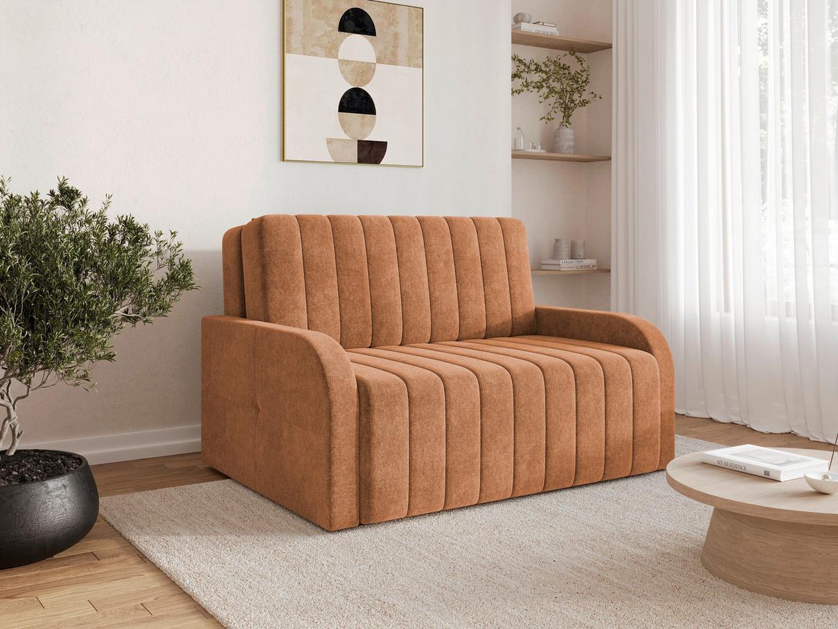 Schlafsofa Alaska Rostfarben, B: 141 cm - Rostfarben/Schwarz, Design, Textil (141/90/104cm) - MID.YOU