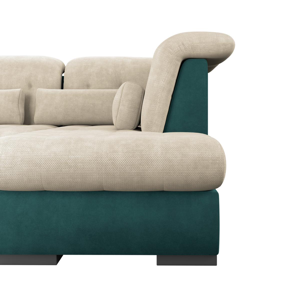 Wohnlandschaft Madera Cremefarben S: 358x212 cm - Türkis/Creme, KONVENTIONELL, Kunststoff/Textil (190/358/212cm)