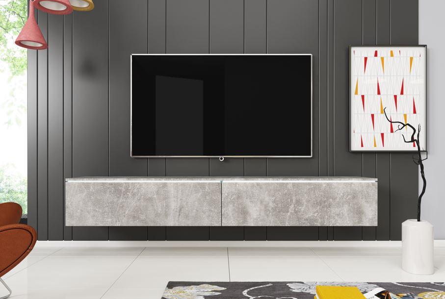 TV nízka komoda dekor betón - sivá, Lifestyle, kompozitné drevo/plast (180/30/33cm) - P & B