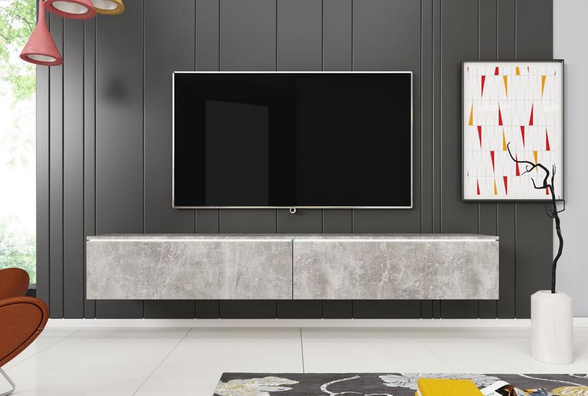 TV nízka komoda dekor beton - šedá, Lifestyle, kompozitní dřevo/plast (180/30/33cm) - P & B