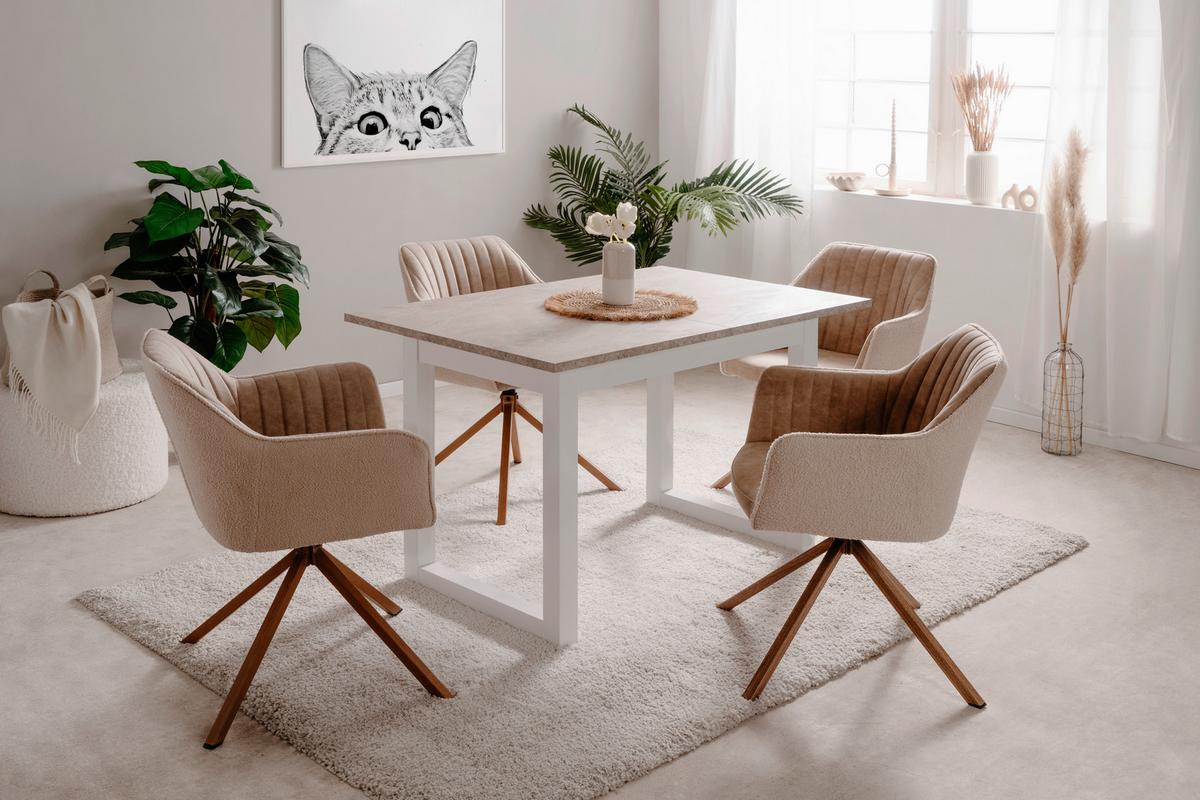Esstisch Houston 80b - Sandfarben/Weiß, Basics, Holzwerkstoff (120/80/75cm) - MID.YOU