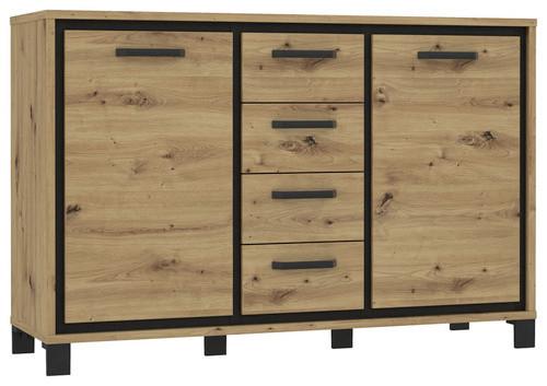 Kommode B 138,4 cm Trondheim, Eiche Dekor/Schwarz - Eichefarben/Schwarz, MODERN, Holzwerkstoff/Kunststoff (138,4/91,2/41,5cm) - MID.YOU