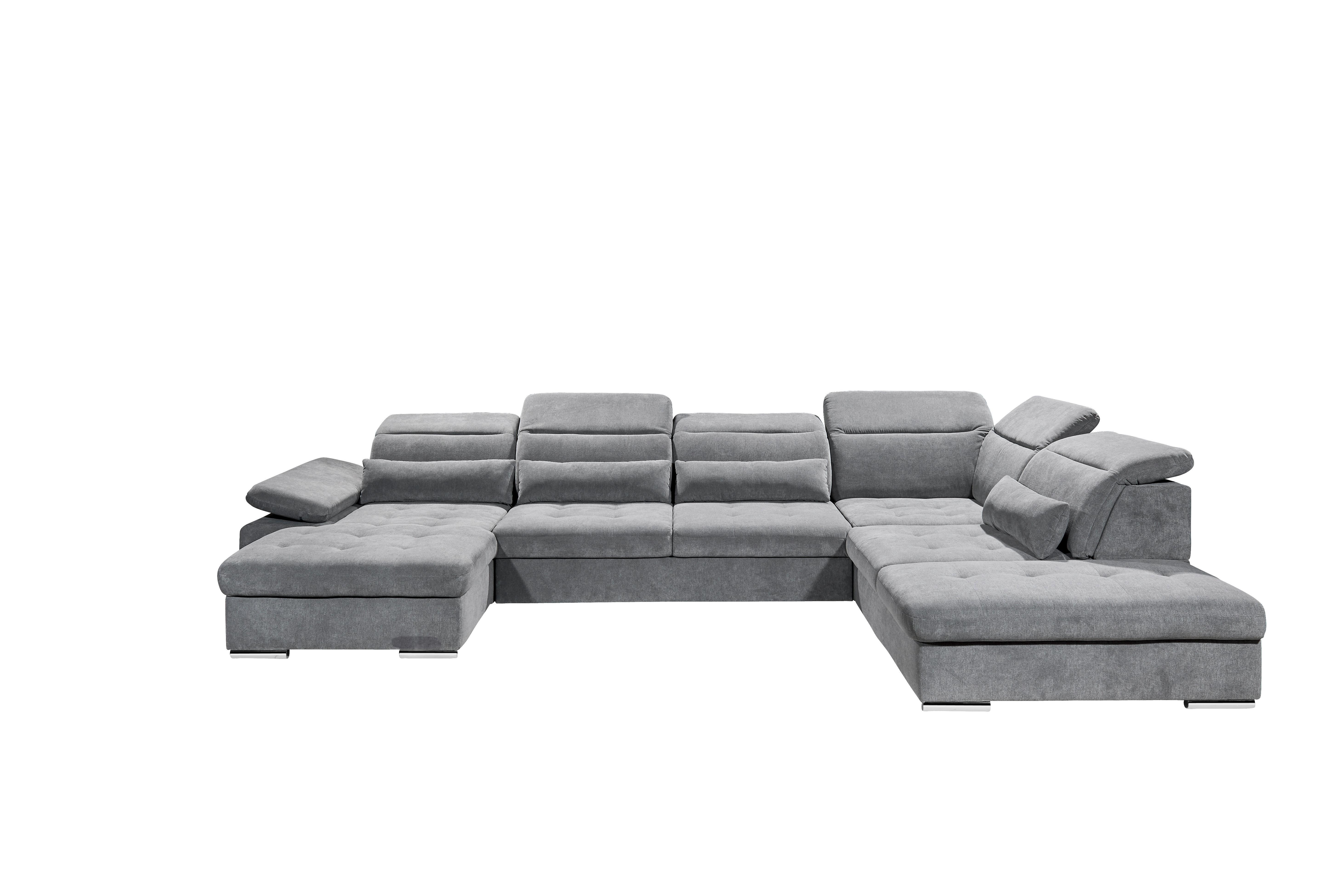 Sedací Souprava S Rozkladem Coletta Tmavě Šedá - barvy stříbra/tmavě šedá, Moderní, textil/plast (195/394/260cm) - MID.YOU