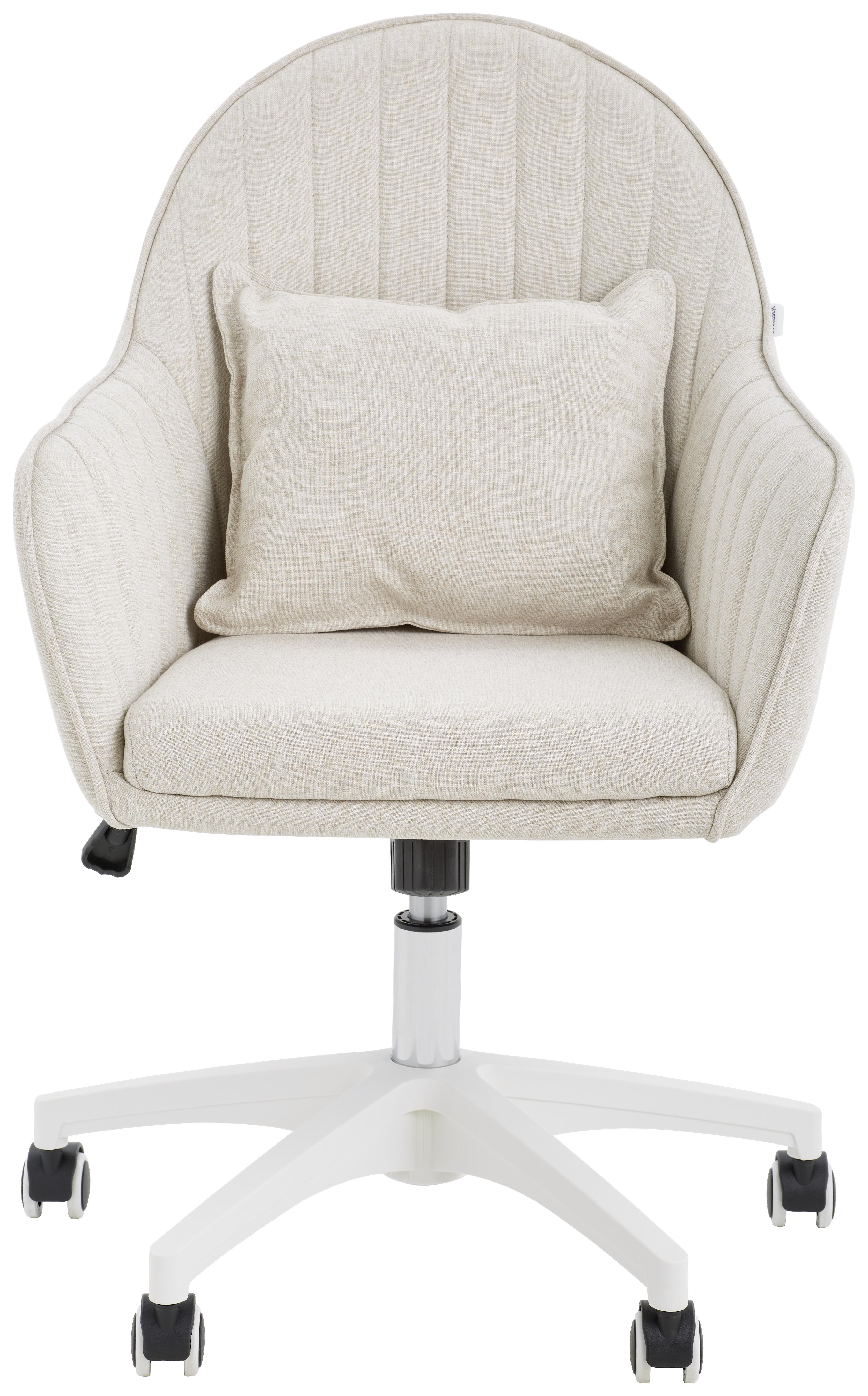 Bürostuhl Palermo Höhen- verstellbar Beige Bis 140 Kg - Beige/Weiß, Design, Kunststoff/Textil (59/83-93/68cm) - Livetastic
