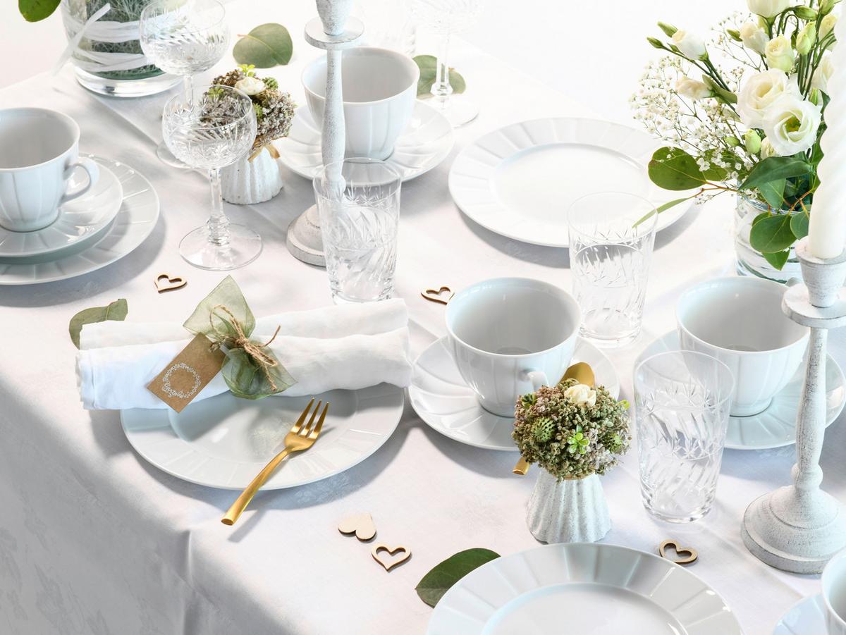 Kaffeeservice Porzellan 6 Personen Geschirr Set - Weiß, Basics, Keramik - Creatable