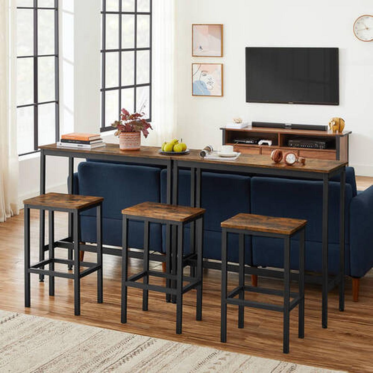 Bar Set Vasagle 3-Tlg. Set Braun, Schwarz - Schwarz/Braun, Natur, Holzwerkstoff/Metall (100/40/90cm) - Boxxx
