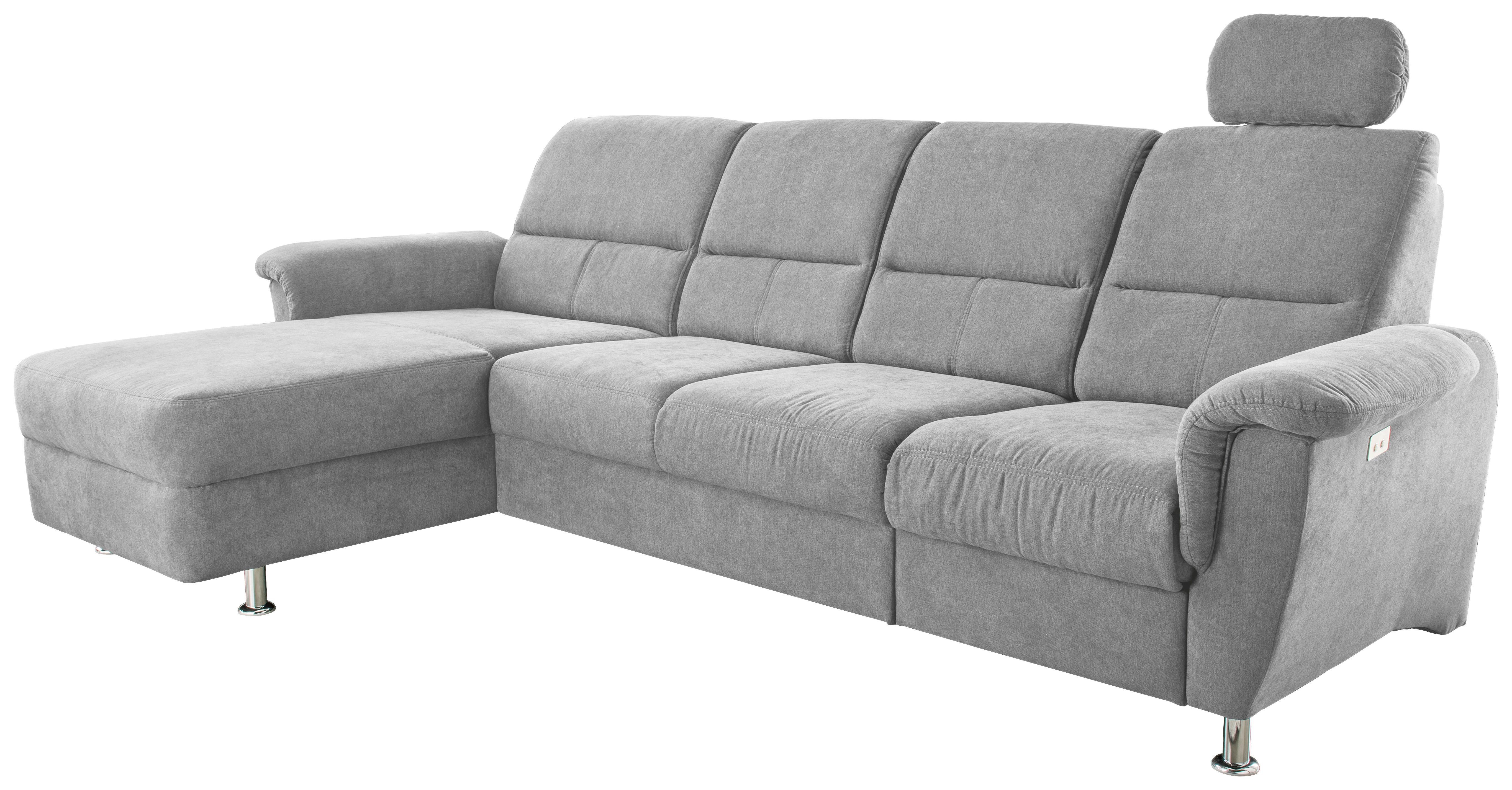 Ecksofa Parole Grau S: 165/292 cm - Chromfarben/Grau, KONVENTIONELL, Textil (165/292cm) - Livetastic