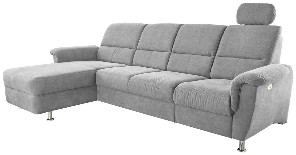 Ecksofa Parole Grau S: 165/292 cm - Chromfarben/Grau, KONVENTIONELL, Textil (165/292cm) - Livetastic