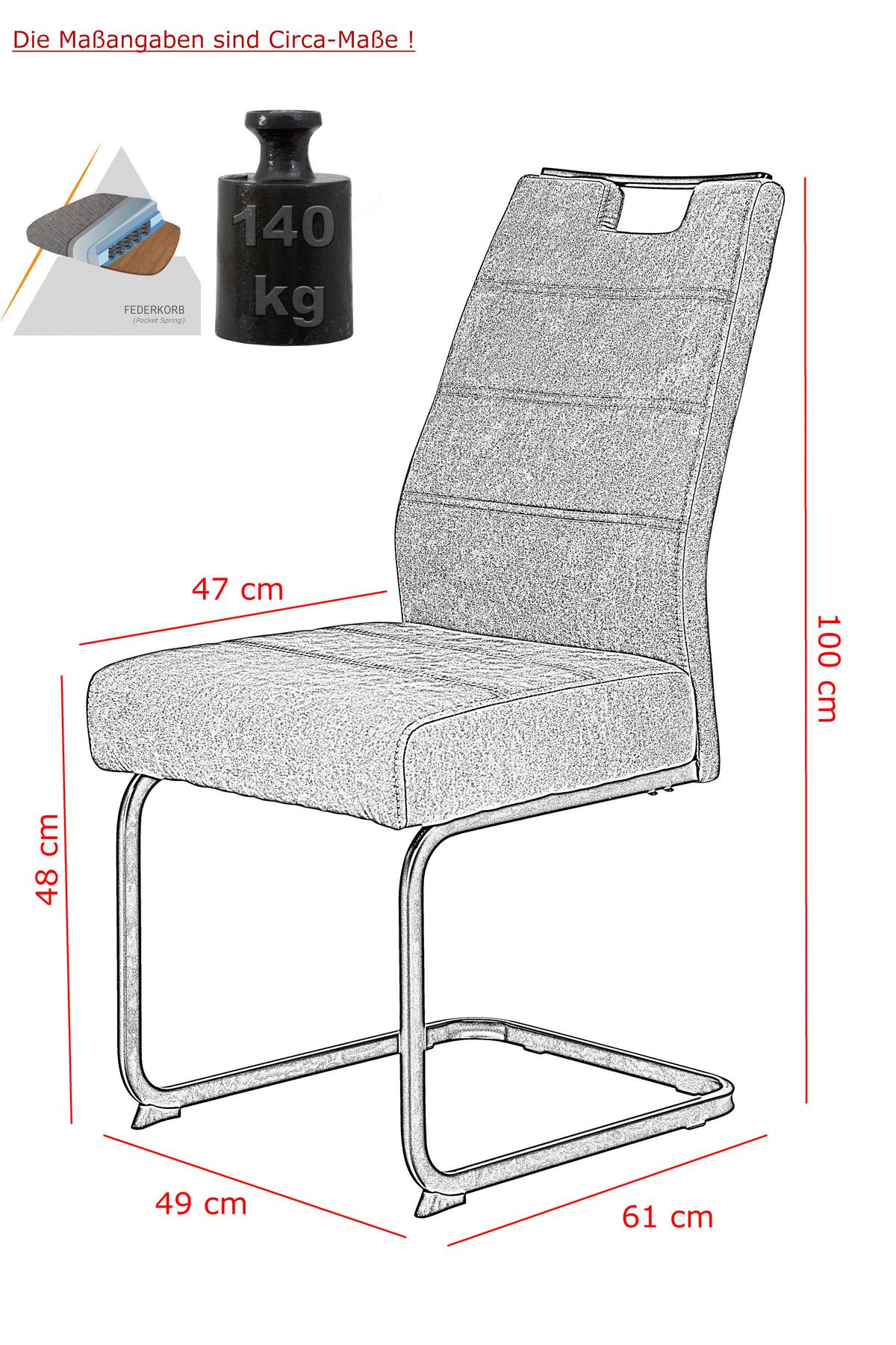 Schwingstuhl Kerstin S Schlammf. Gepolstert 2er-Set - Schlammfarben/Schwarz, MODERN, Textil/Metall (49/100/61cm) - MID.YOU
