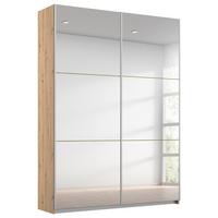 Schwebetürenschrank mit Spiegel 131cm Reflect, Eiche - Silberfarben/Eiche Artisan, MODERN, Glas/Holzwerkstoff (131/210/59cm)