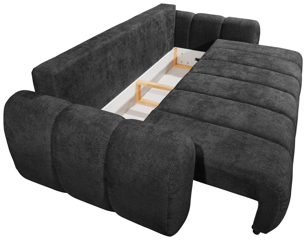Schlafsofa Bubble Schwarz B: 256 Cm - Schwarz, Design, Textil (256/76/112cm) - MID.YOU