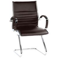 Besucherstuhl Parma V Dunkelbraun - Chromfarben/Dunkelbraun, MODERN, Leder/Textil (62/94/46cm) - MID.YOU