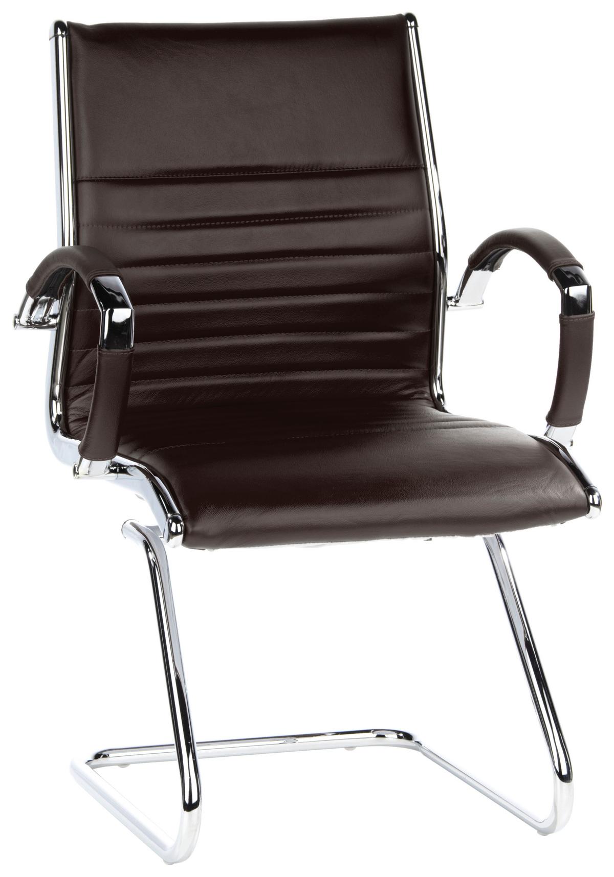 Besucherstuhl Parma V Dunkelbraun - Chromfarben/Dunkelbraun, MODERN, Leder/Textil (62/94/46cm) - MID.YOU