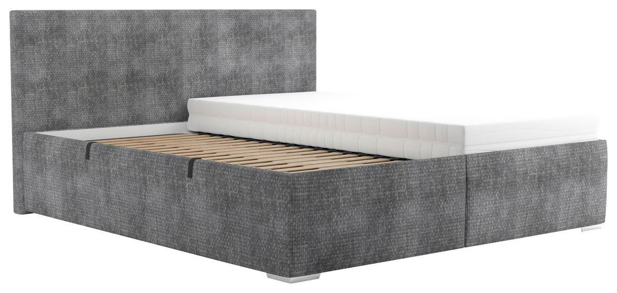 Čalúnená posteľ MONICA 160x200cm, sivá - čierna/sivá, Modern, kov/textil (160/200cm)