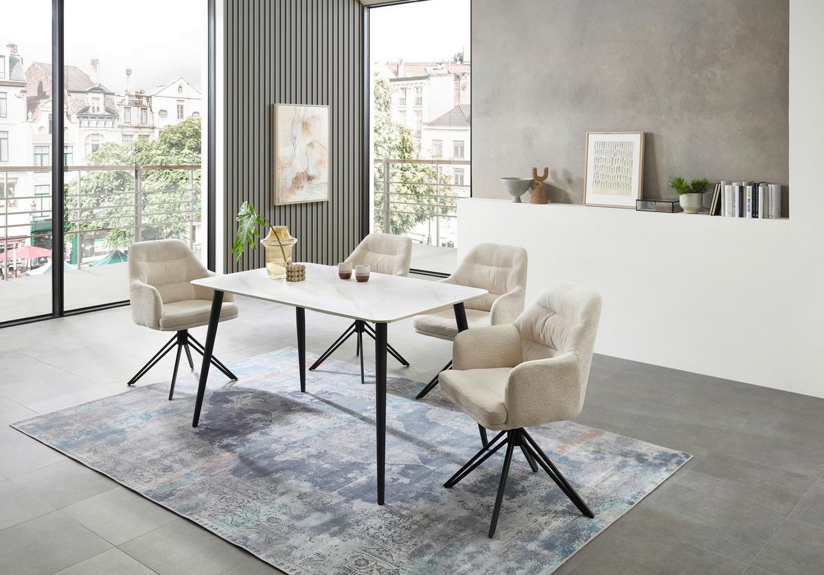 Armlehnstuhl Emilia - Beige/Schwarz, MODERN, Textil/Metall (46,5/85,5/60cm) - MID.YOU