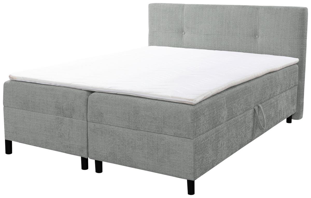 Boxbett Mit Topper & Bettkasten 180x200 Haga - Schwarz/Grau, MODERN, Holz/Kunststoff (180/200cm) - MID.YOU