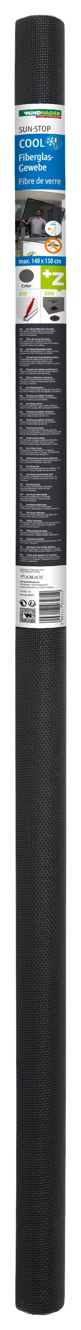 Insekten und Sonnenschutz Cool Fiberglasgewebe 140x150cm - Anthrazit, Basics, Glas (140/150cm)