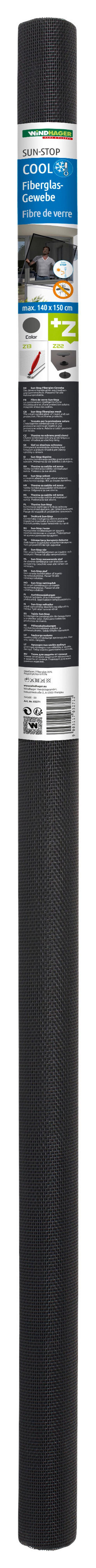 Insekten Und Sonnenschutz Cool Fiberglasgewebe 140x150cm - Anthrazit, Basics, Glas (140/150cm)
