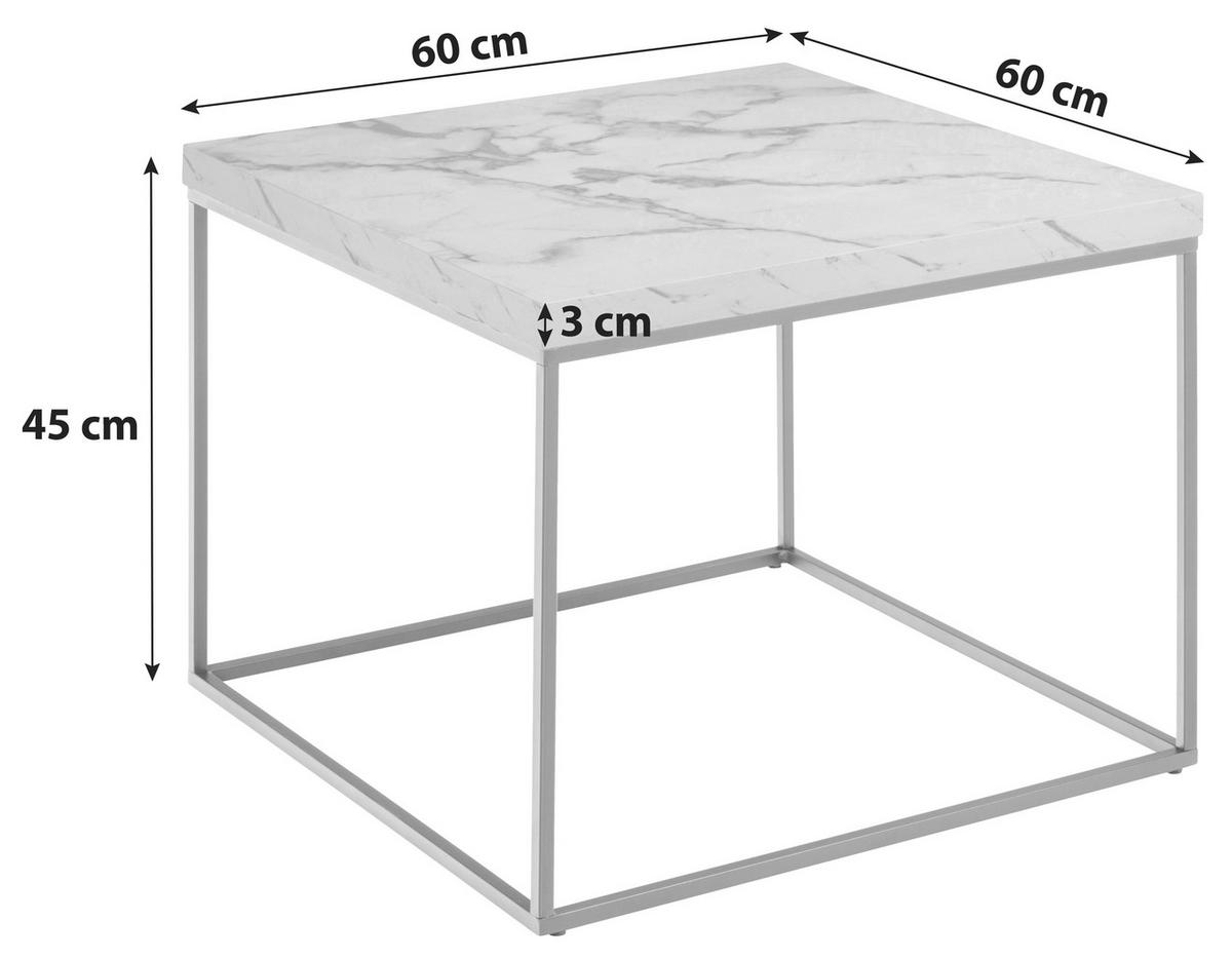Couchtisch Barossa 0000102434 - Schwarz/Weiß, Design, Holzwerkstoff/Metall (60/60cm) - Livetastic